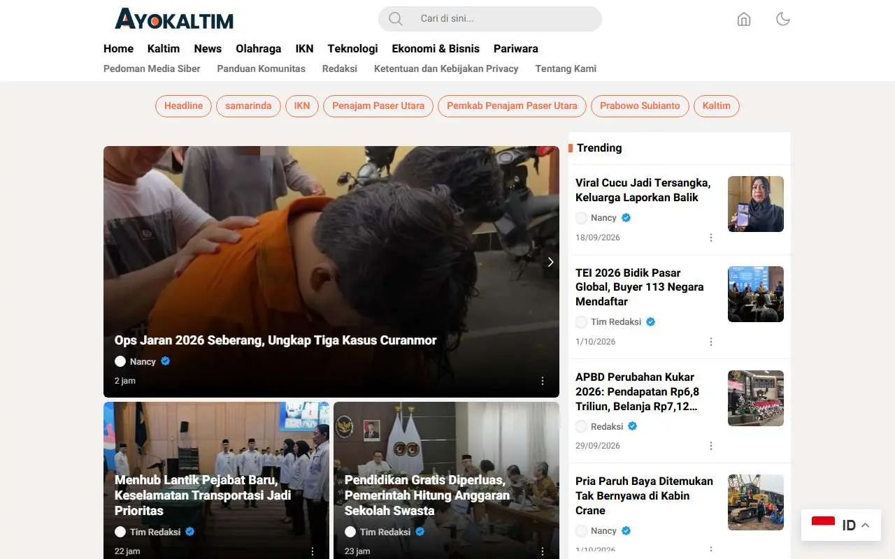 Tampilan website resmi Ayokaltim (ayokaltim.com)