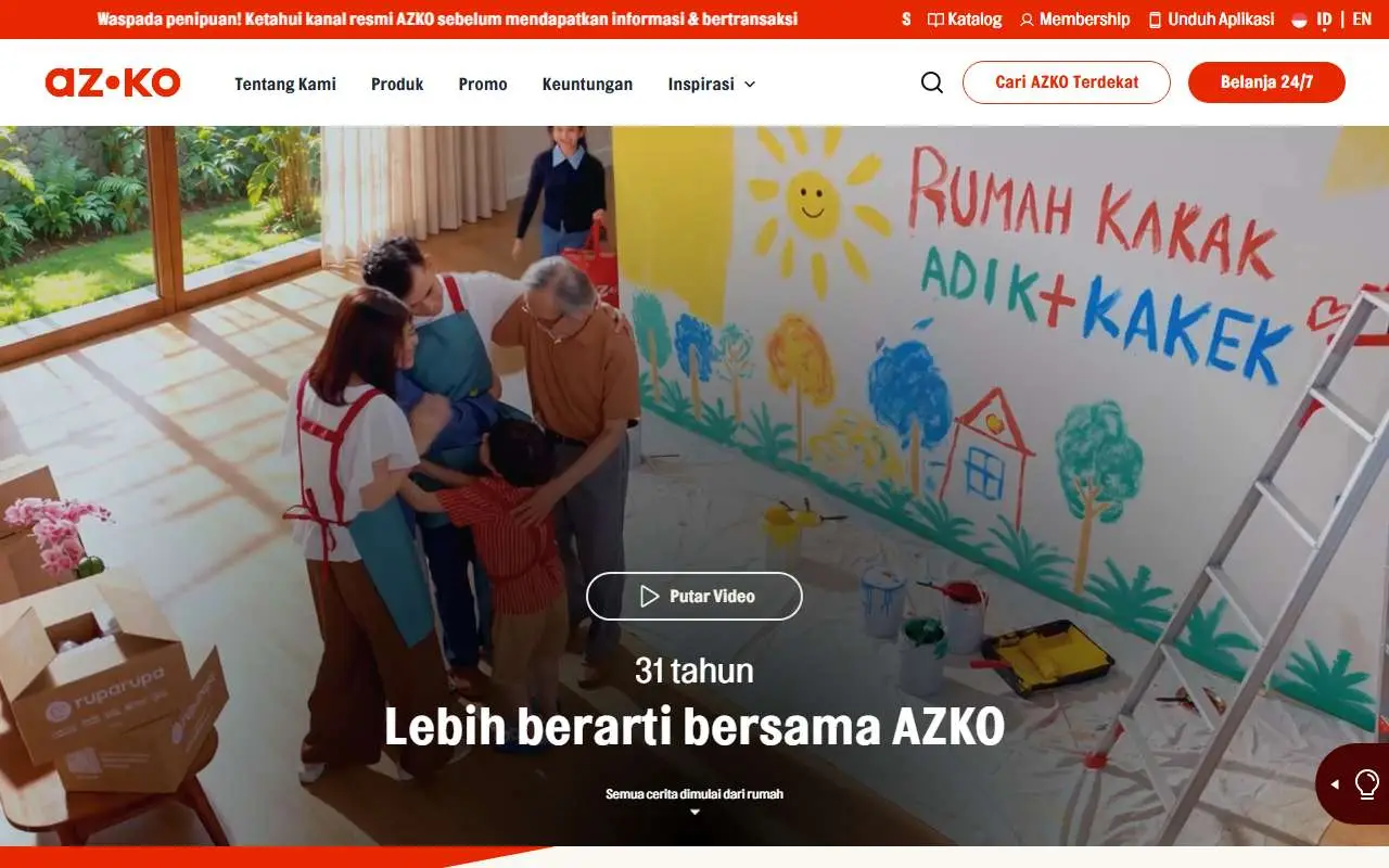Tampilan website resmi Azko (azko.id)