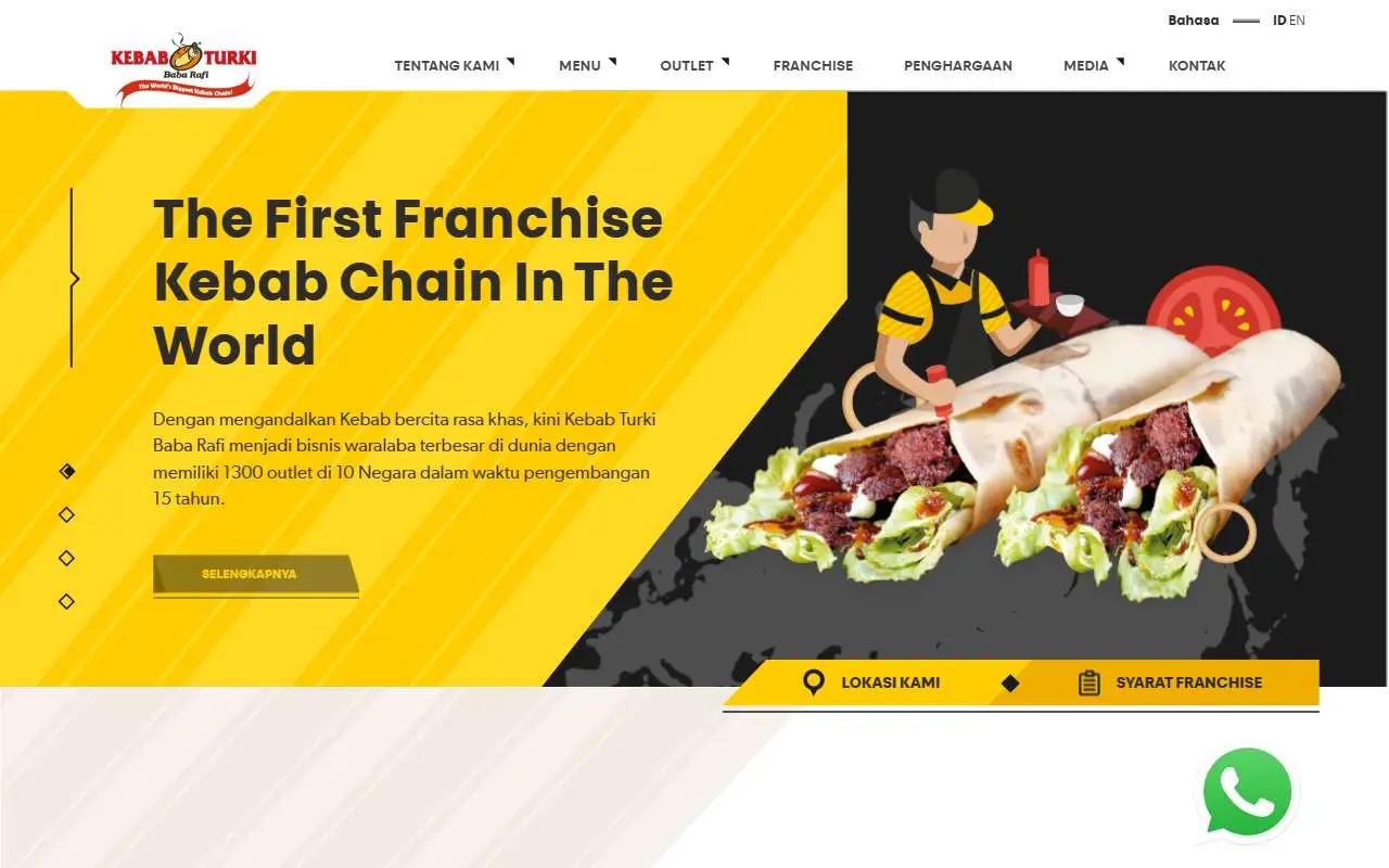 Tampilan website resmi Kebab Baba Rafi (babarafi.com)