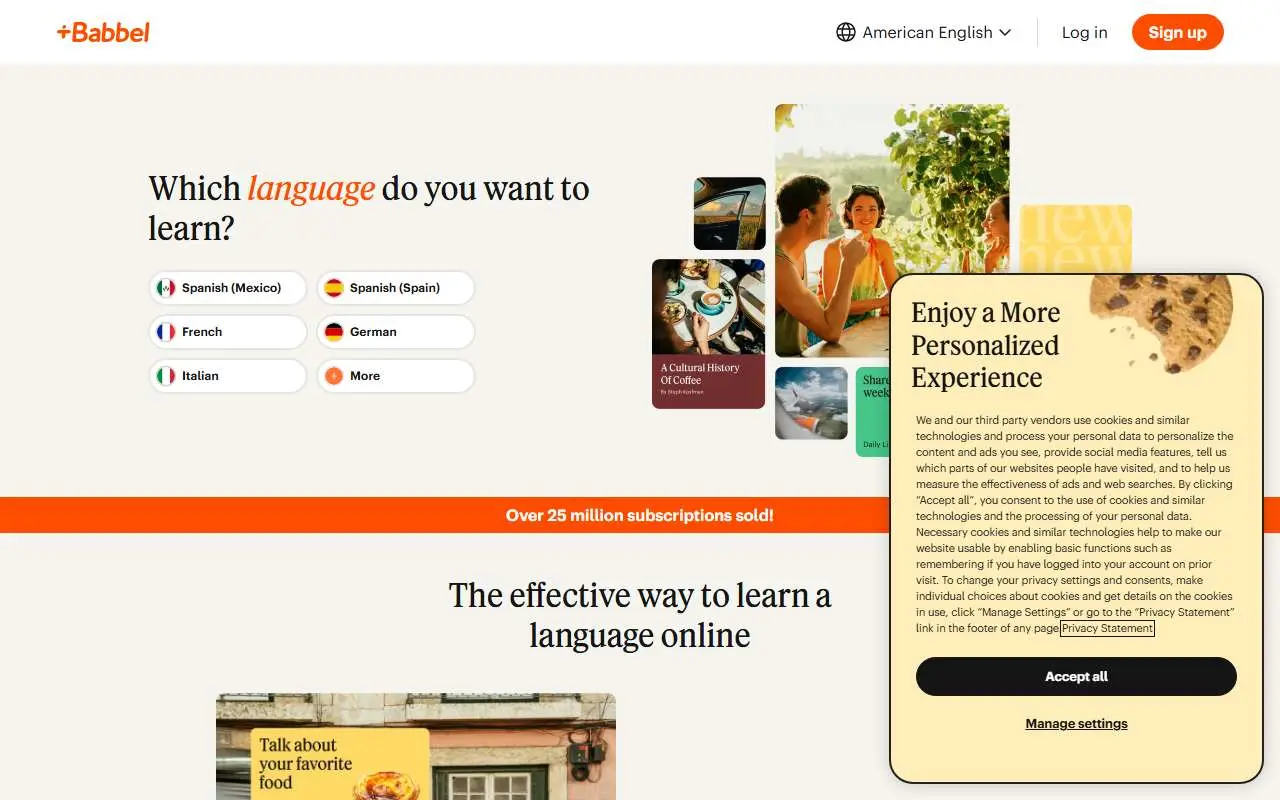 Tampilan website resmi Babbel (babbel.com)