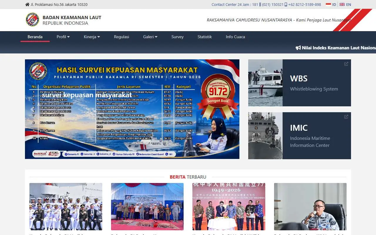 Tampilan website resmi Bakamla (bakamla.go.id)
