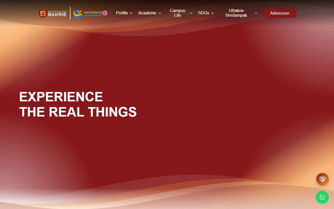 Tampilan website resmi Universitas Bakrie (bakrieuniversity.ac.id)