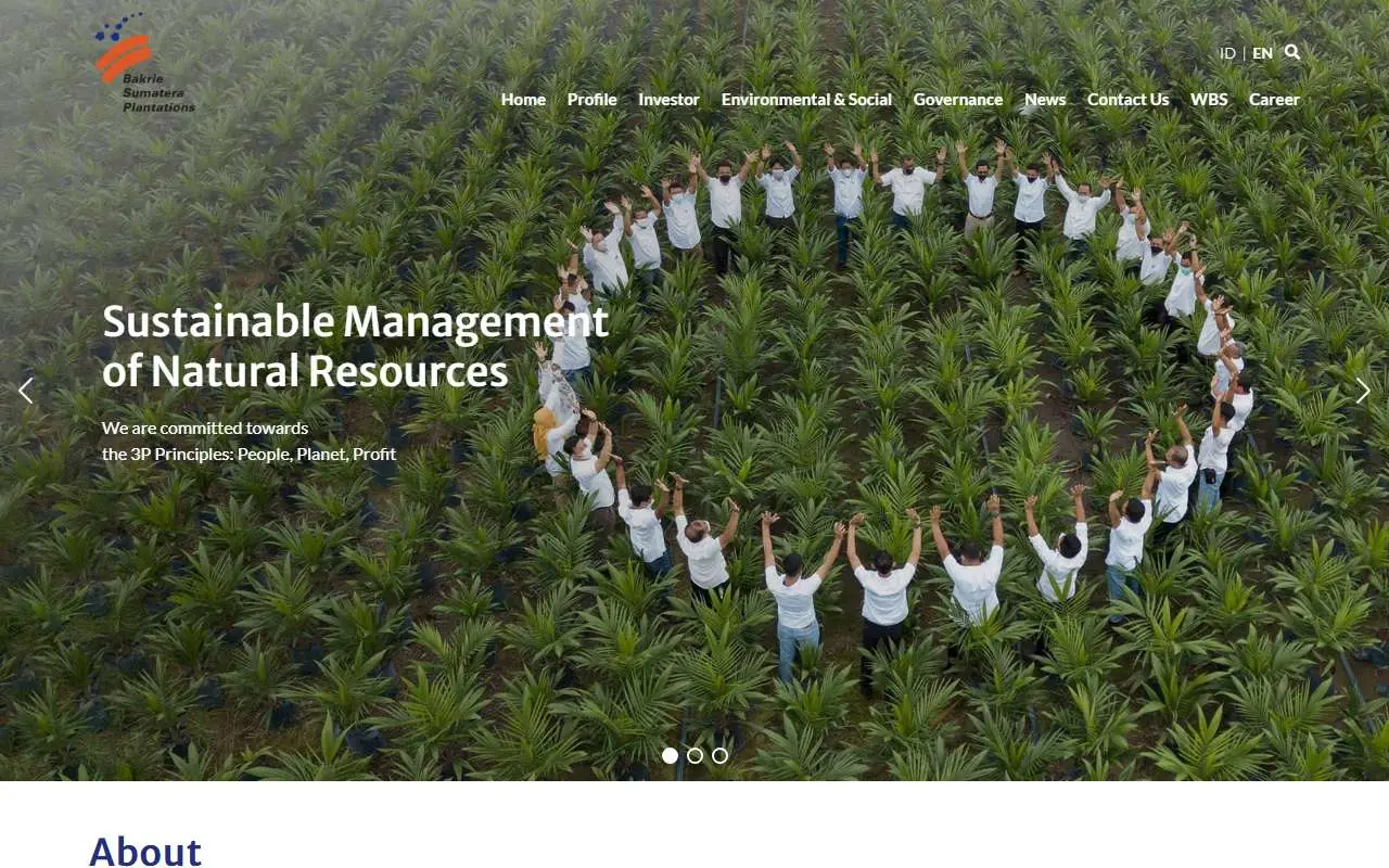 Tampilan website resmi Bakrie Sumatera Plantations (bakriesumatera.com)