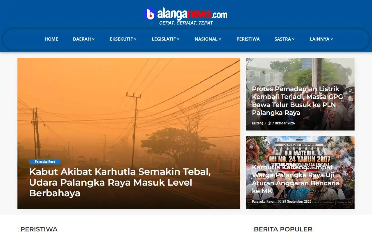 Tampilan website resmi Balanganews (balanganews.com)