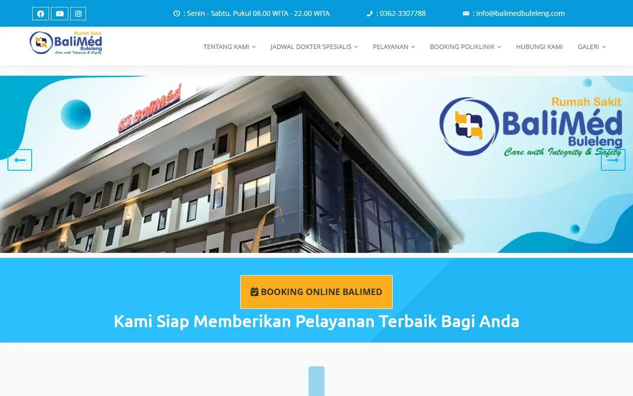 Tampilan website resmi Rumah Sakit BaliMed Buleleng (balimedbuleleng.com)