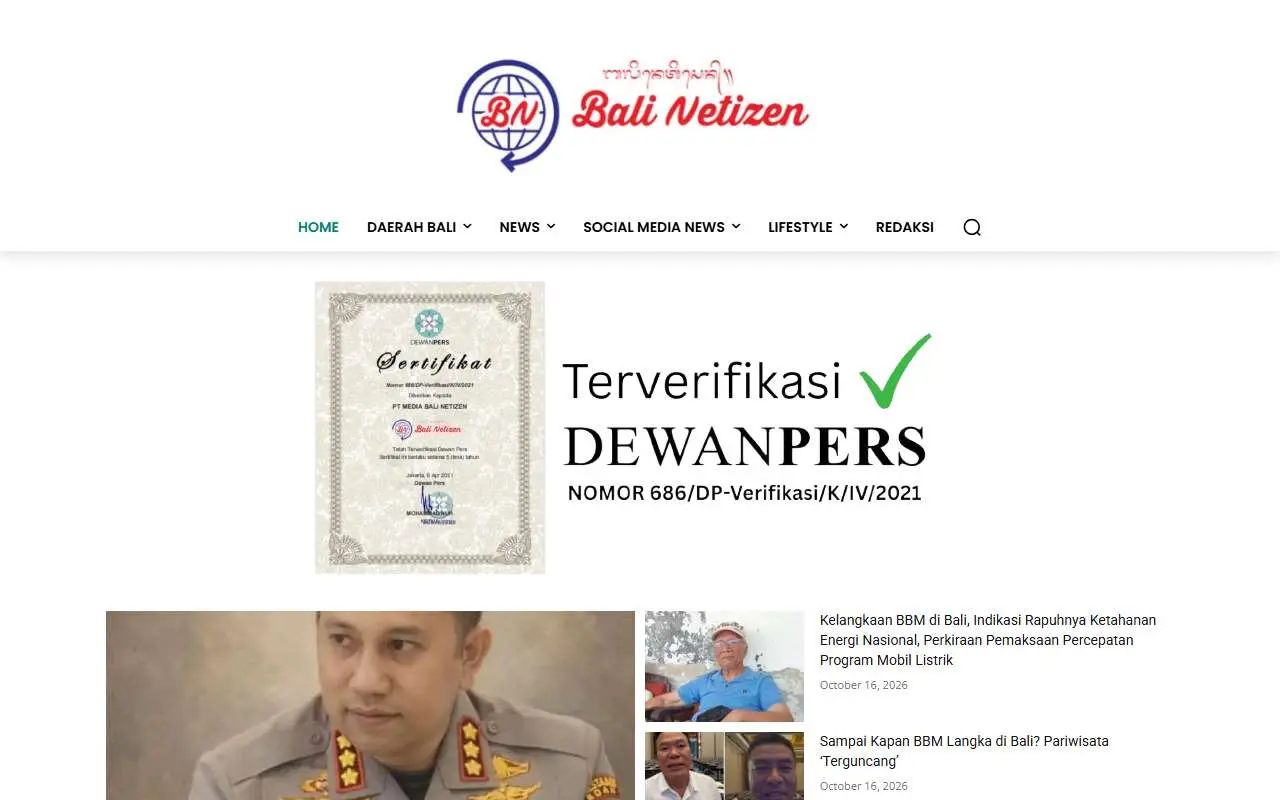 Tampilan website resmi Balinetizen (balinetizen.com)