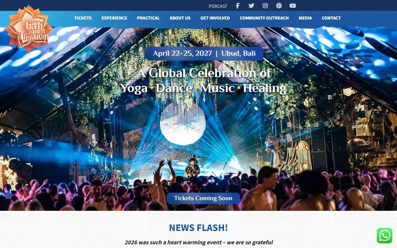 Tampilan website resmi BaliSpirit Festival (balispiritfestival.com)
