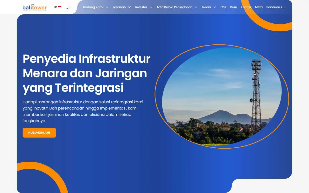 Tampilan website resmi Bali Towerindo Sentra (balitower.co.id)