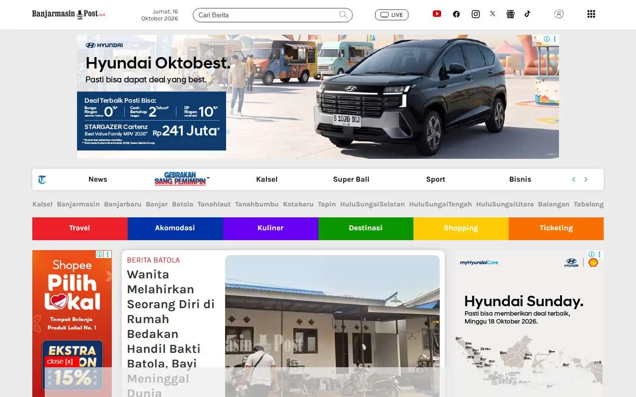 Tampilan website resmi Banjarmasin Post (banjarmasin.tribunnews.com)