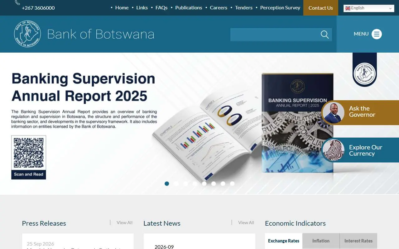 Tampilan website resmi Bank of Botswana (bankofbotswana.bw)