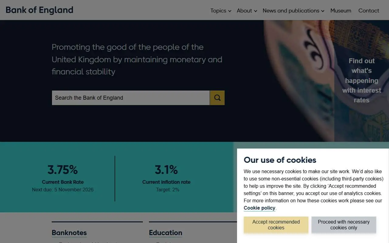 Tampilan website resmi Bank of England (bankofengland.co.uk)