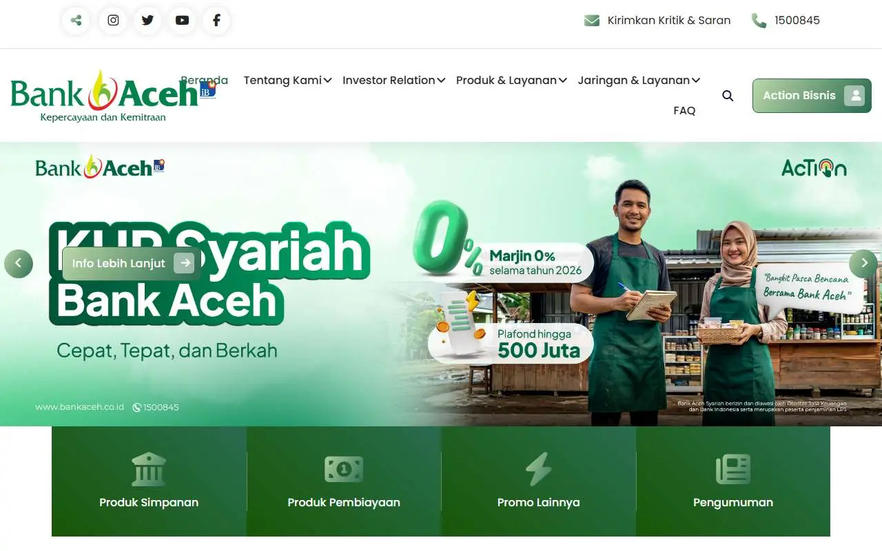 Tampilan website resmi Bank Aceh Syariah (bankaceh.co.id)