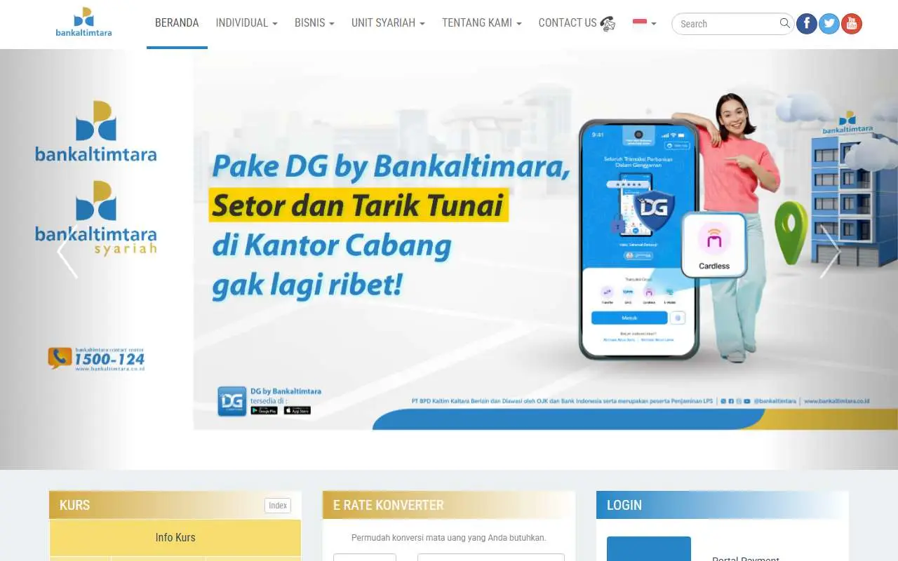 Tampilan website resmi Bank Kaltimtara (bankaltimtara.co.id)