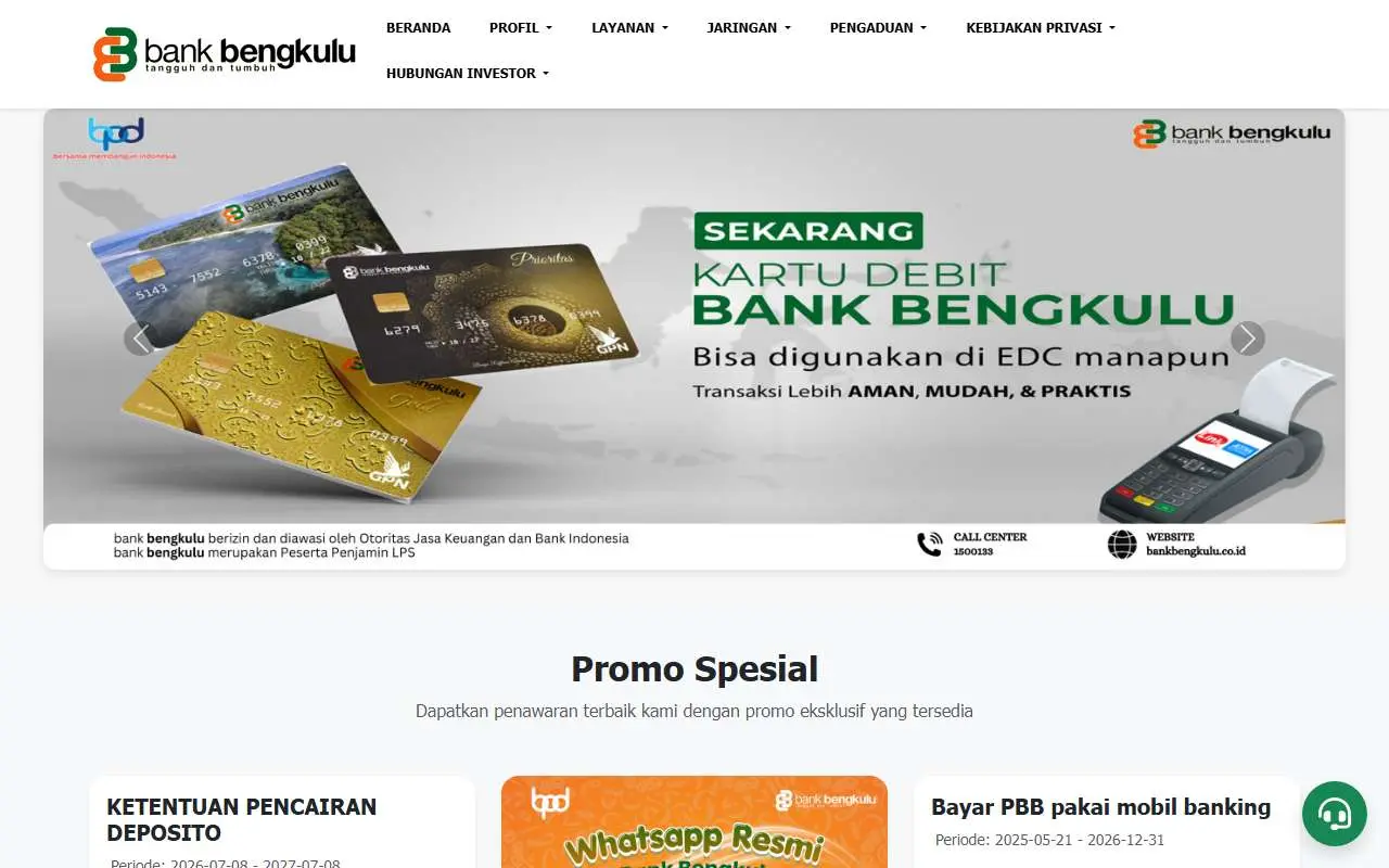 Tampilan website resmi Bank Bengkulu (bankbengkulu.co.id)