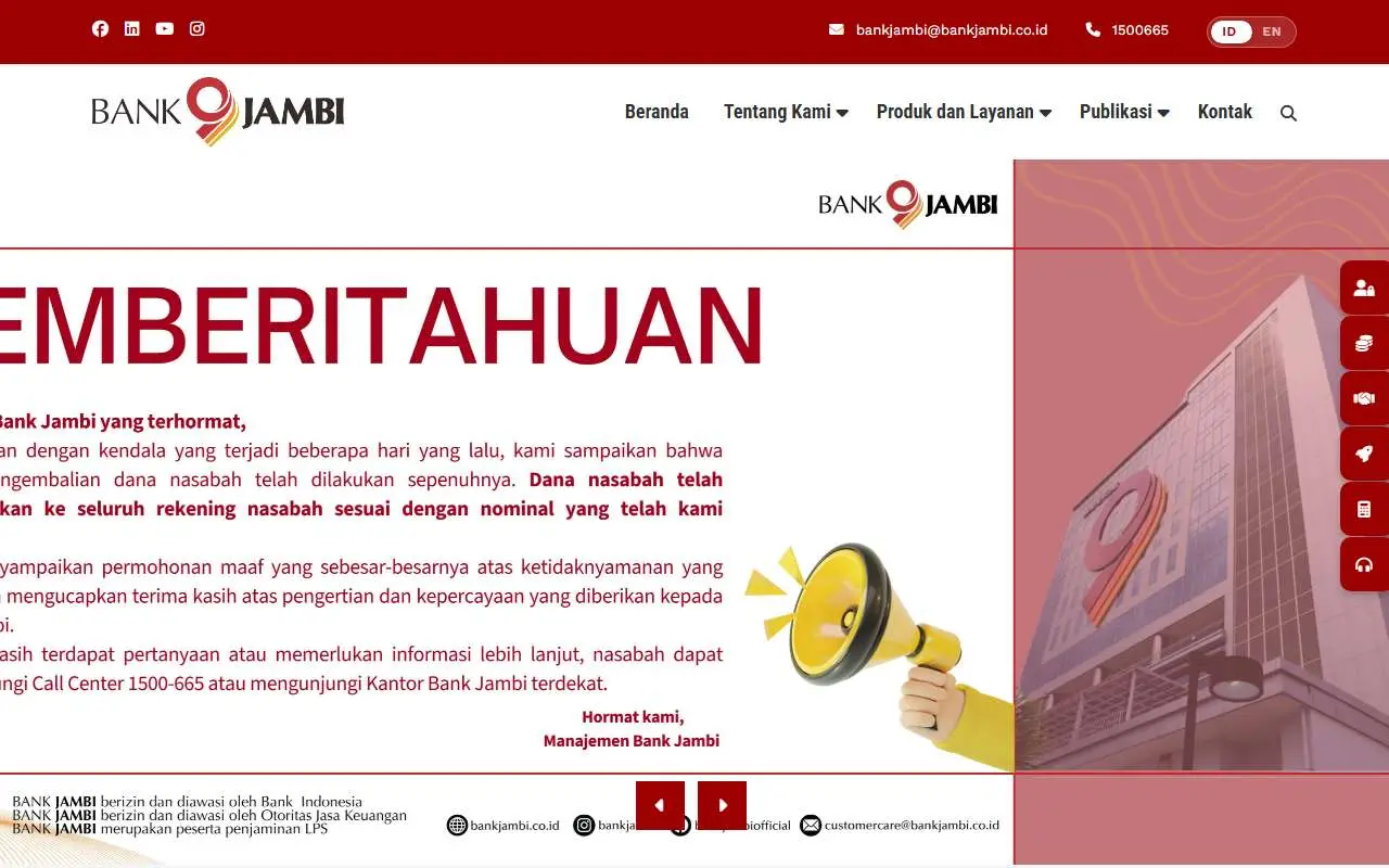 Tampilan website resmi Bank Jambi (bankjambi.co.id)