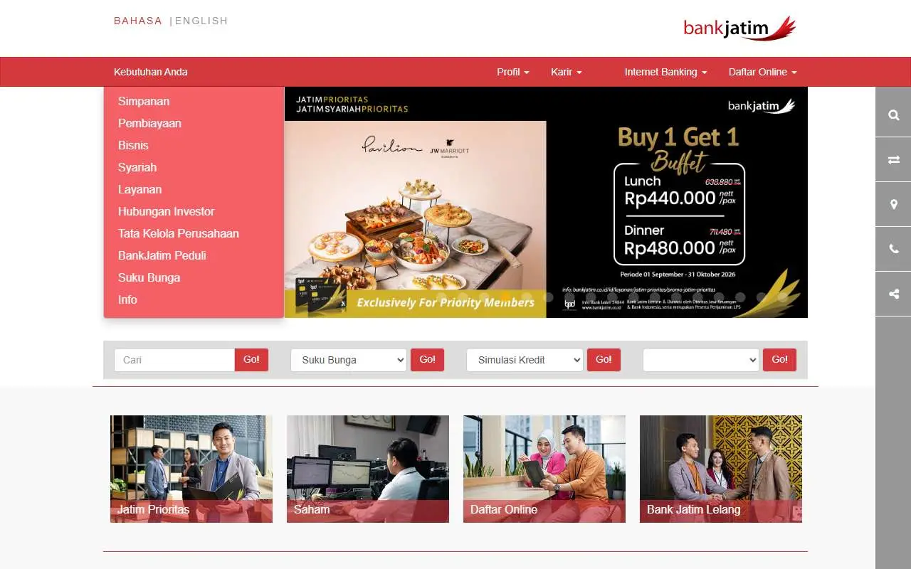 Tampilan website resmi Bank Jatim (bankjatim.co.id)
