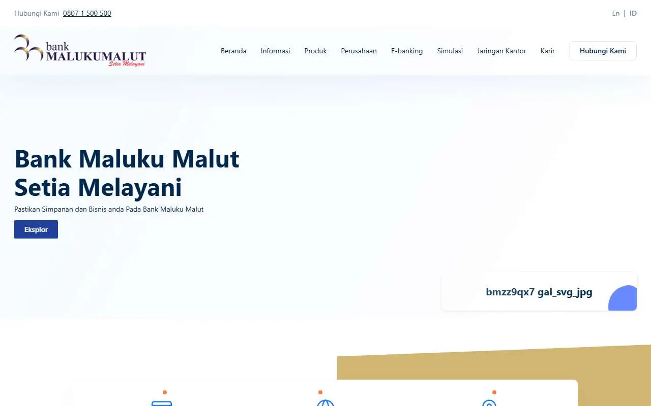 Tampilan website resmi Bank Maluku Malut (bankmalukumalut.co.id)