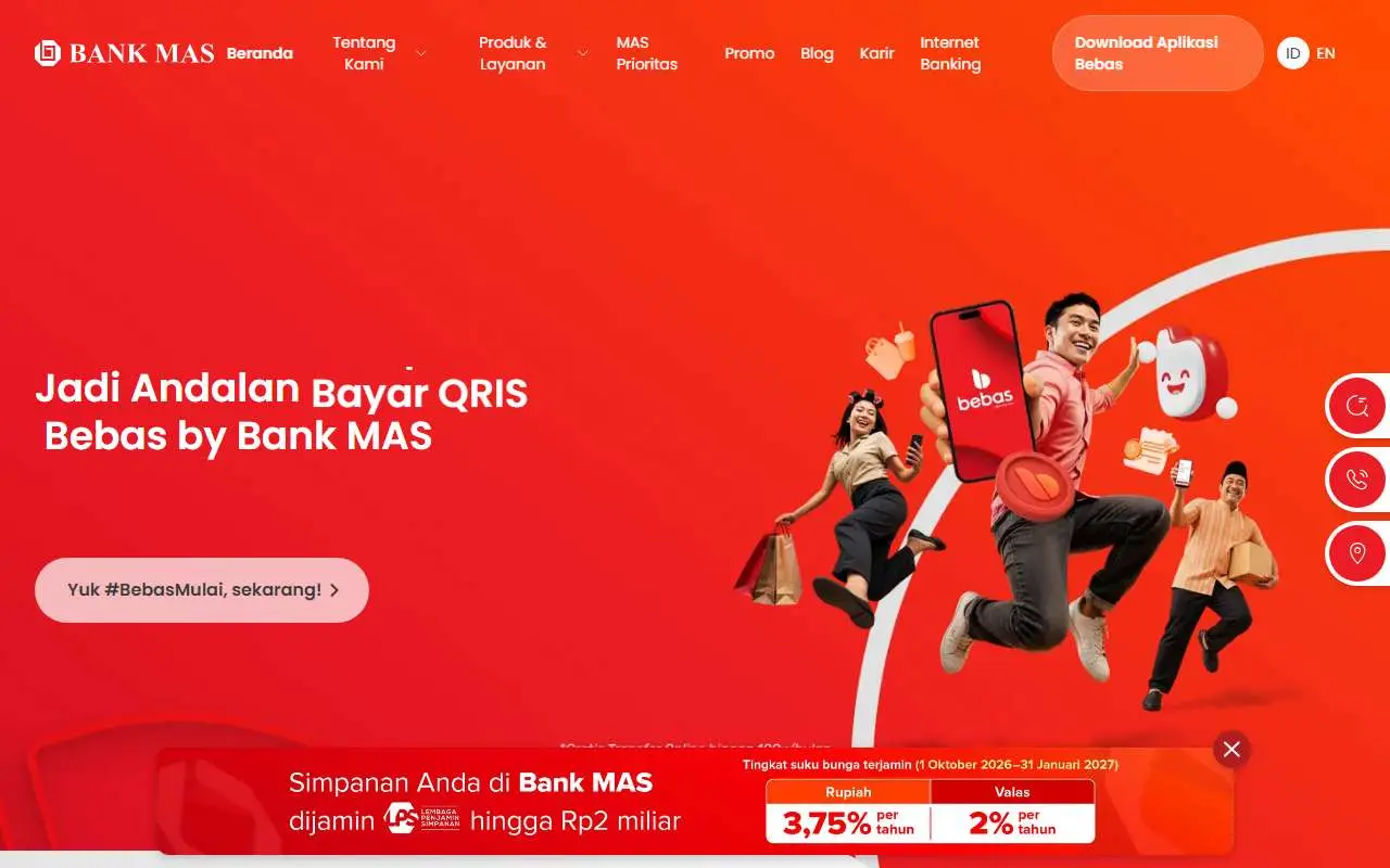 Tampilan website resmi Bank Multiarta Sentosa (bankmas.co.id)