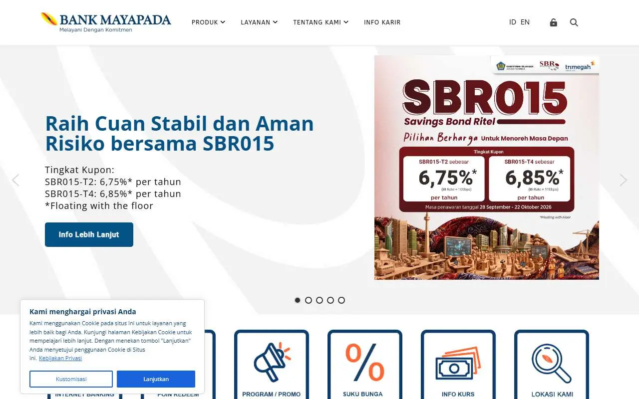Tampilan website resmi Bank Mayapada (bankmayapada.com)
