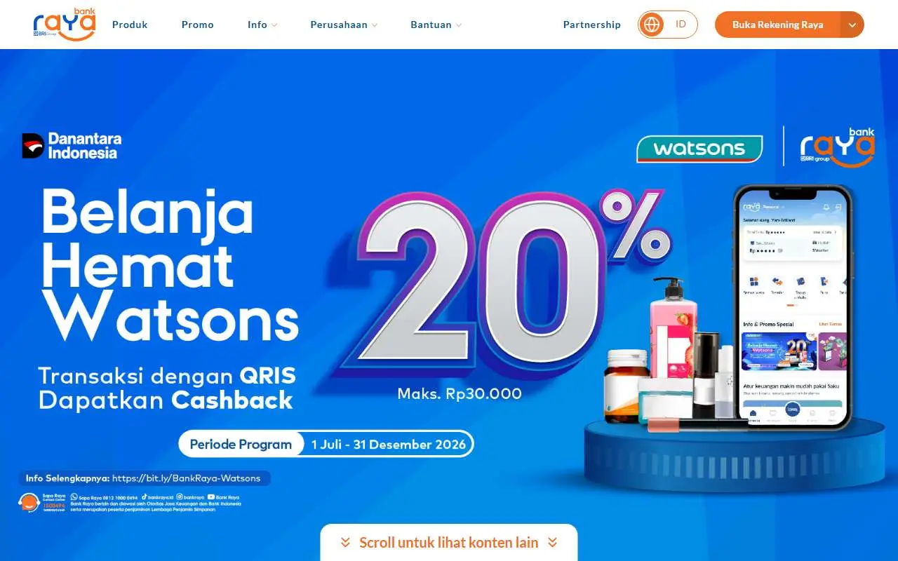 Tampilan website resmi Bank Raya Indonesia (bankraya.co.id)