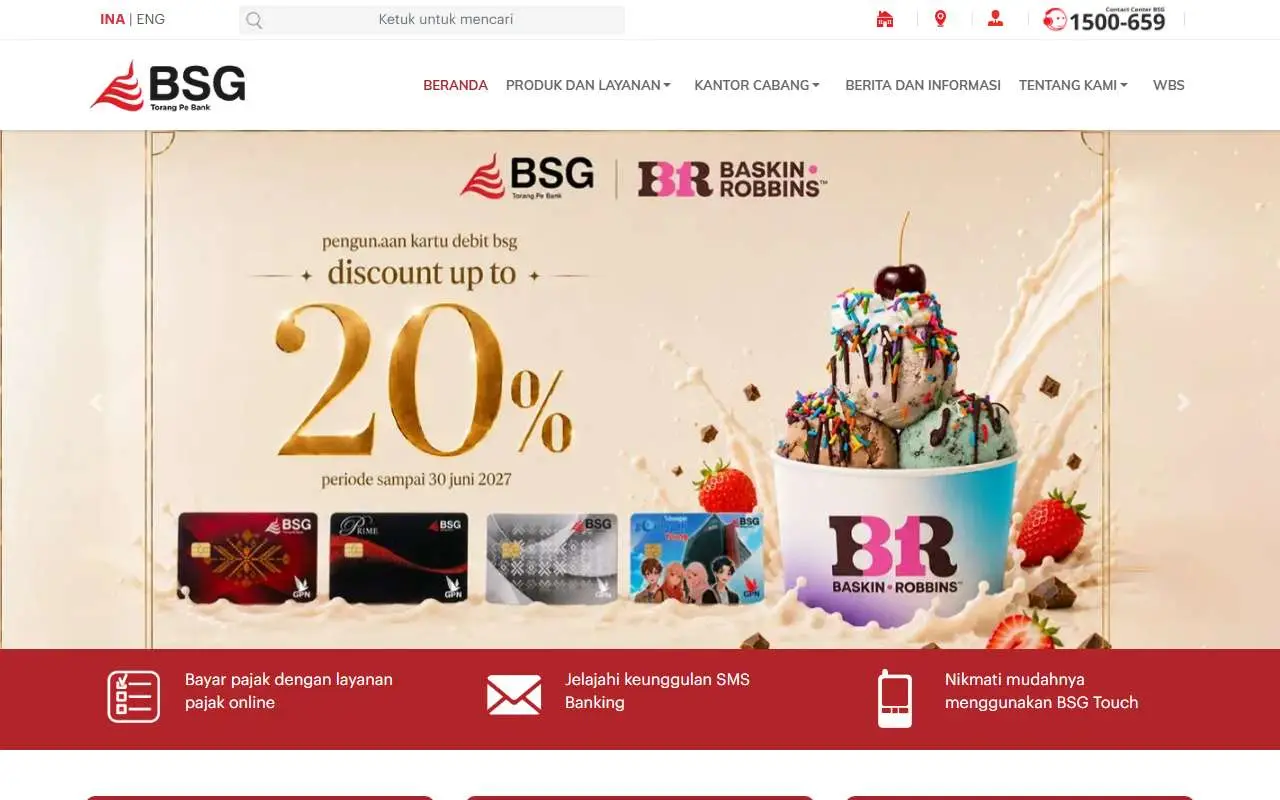 Tampilan website resmi Bank SulutGo (banksulutgo.co.id)