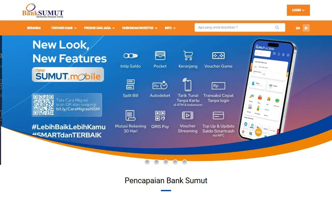 Tampilan website resmi Bank Sumut (banksumut.co.id)