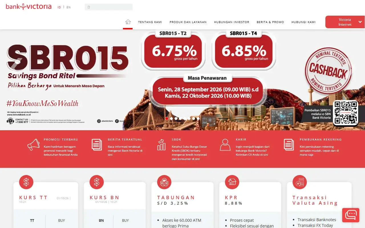 Tampilan website resmi Bank Victoria (victoriabank.co.id)