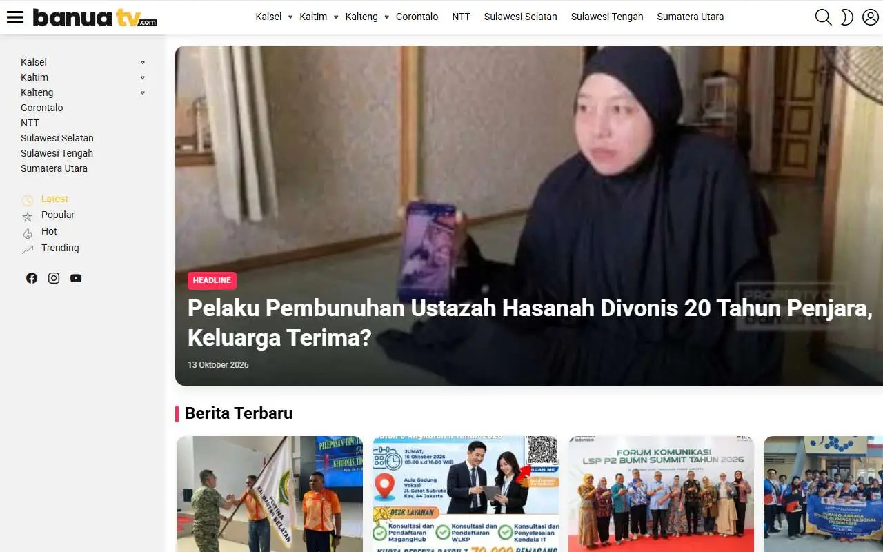 Tampilan website resmi Banua TV (banuatv.com)
