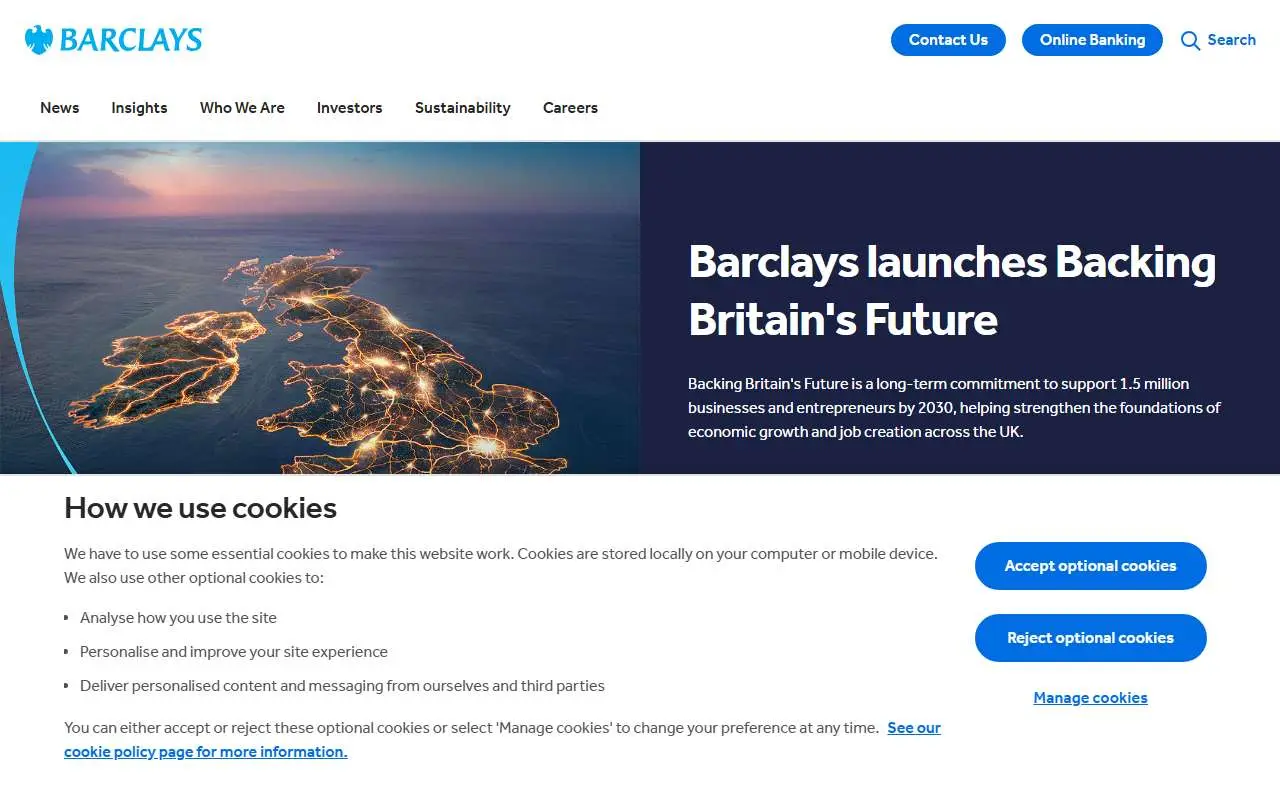Tampilan website resmi Barclays (home.barclays)