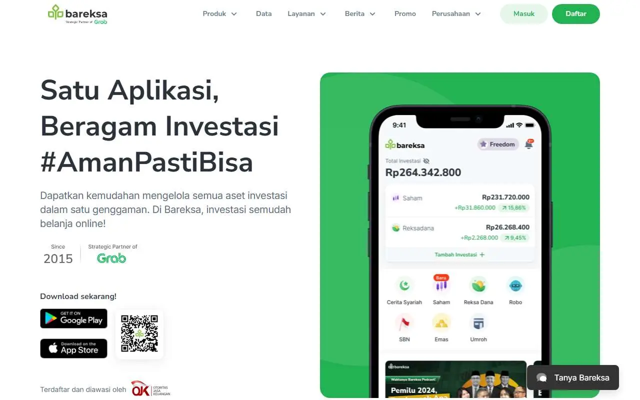 Tampilan website resmi Bareksa (bareksa.com)