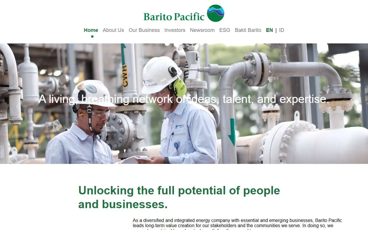 Tampilan website resmi Barito Pacific (barito-pacific.com)