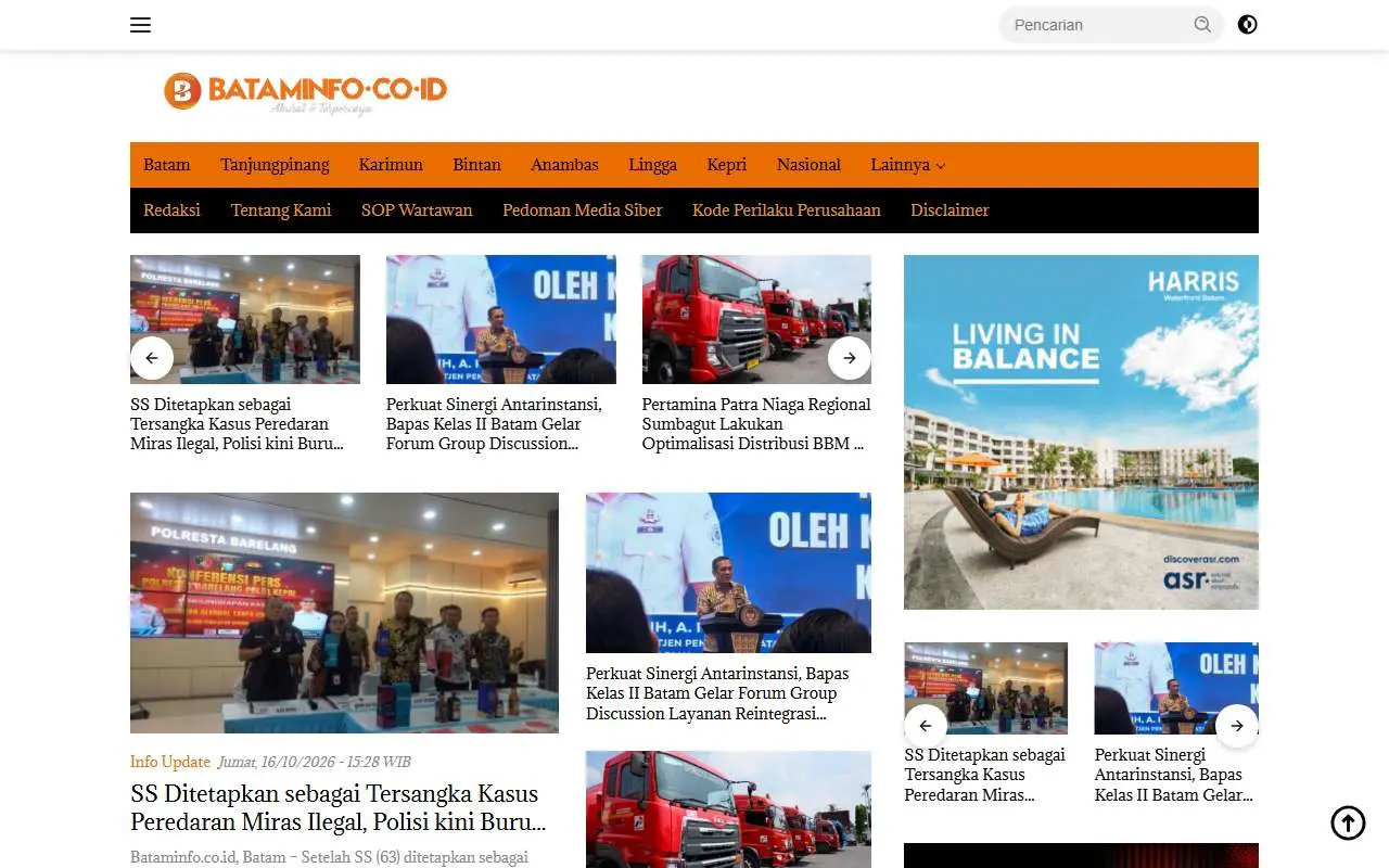 Tampilan website resmi Batam Info (bataminfo.co.id)