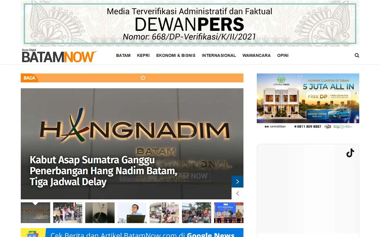 Tampilan website resmi Batam Now (batamnow.com)