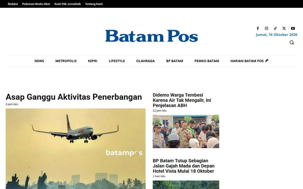 Tampilan website resmi Batam Pos (batampos.co.id)