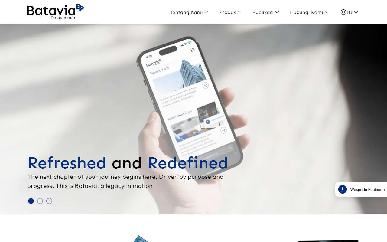 Tampilan website resmi Batavia Prosperindo (bpam.co.id)
