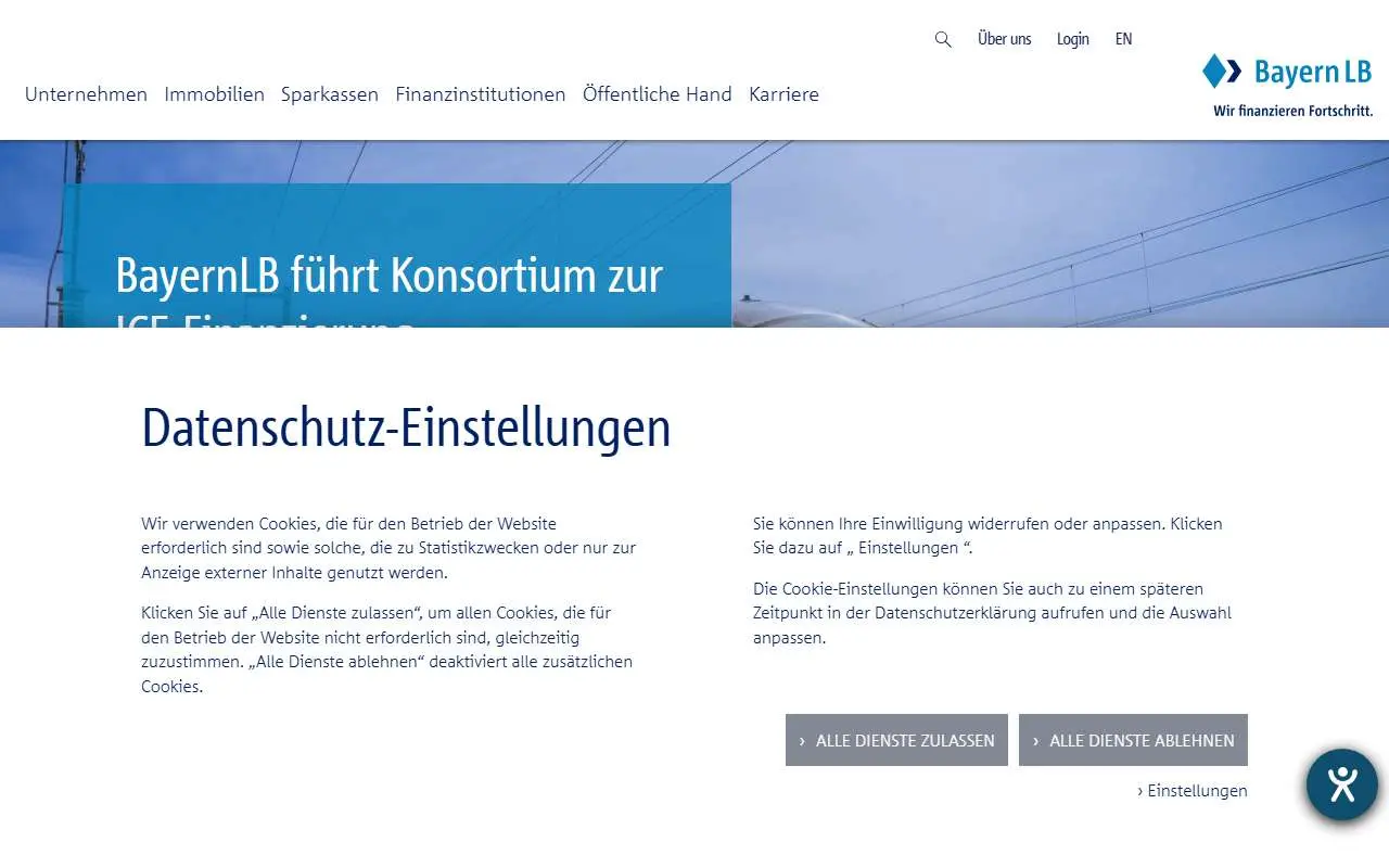 Tampilan website resmi BayernLB (bayernlb.de)