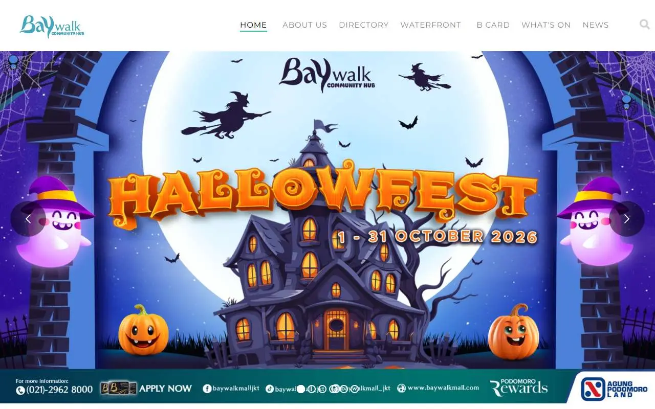 Tampilan website resmi Baywalk Mall (baywalkmall.com)