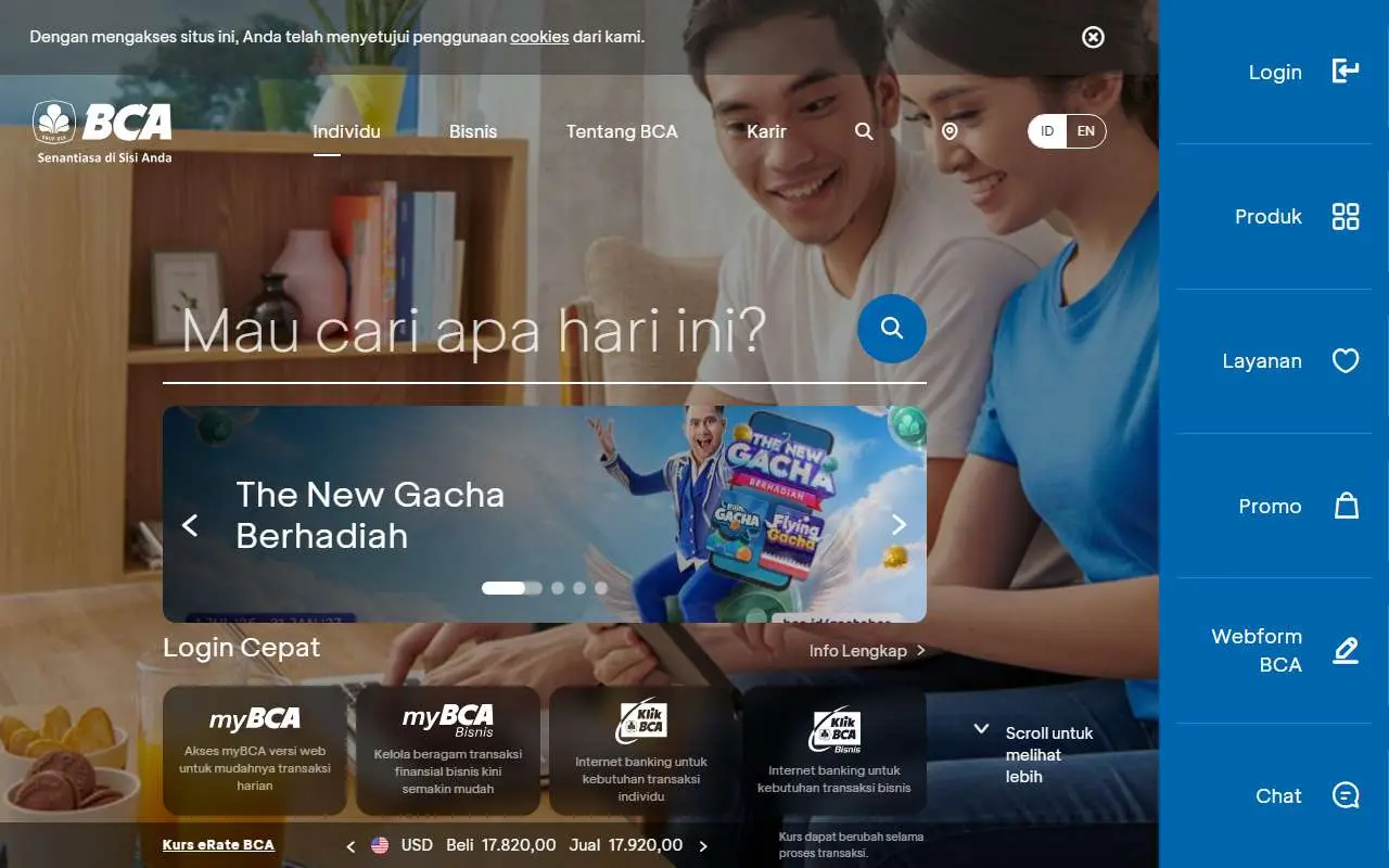 Tampilan website resmi BCA (bca.co.id)