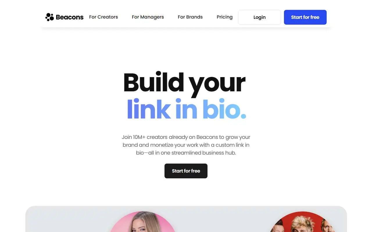 Tampilan website resmi Beacons (beacons.ai)