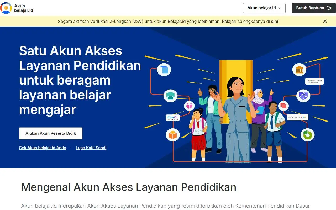 Tampilan website resmi Belajar.id (belajar.id)