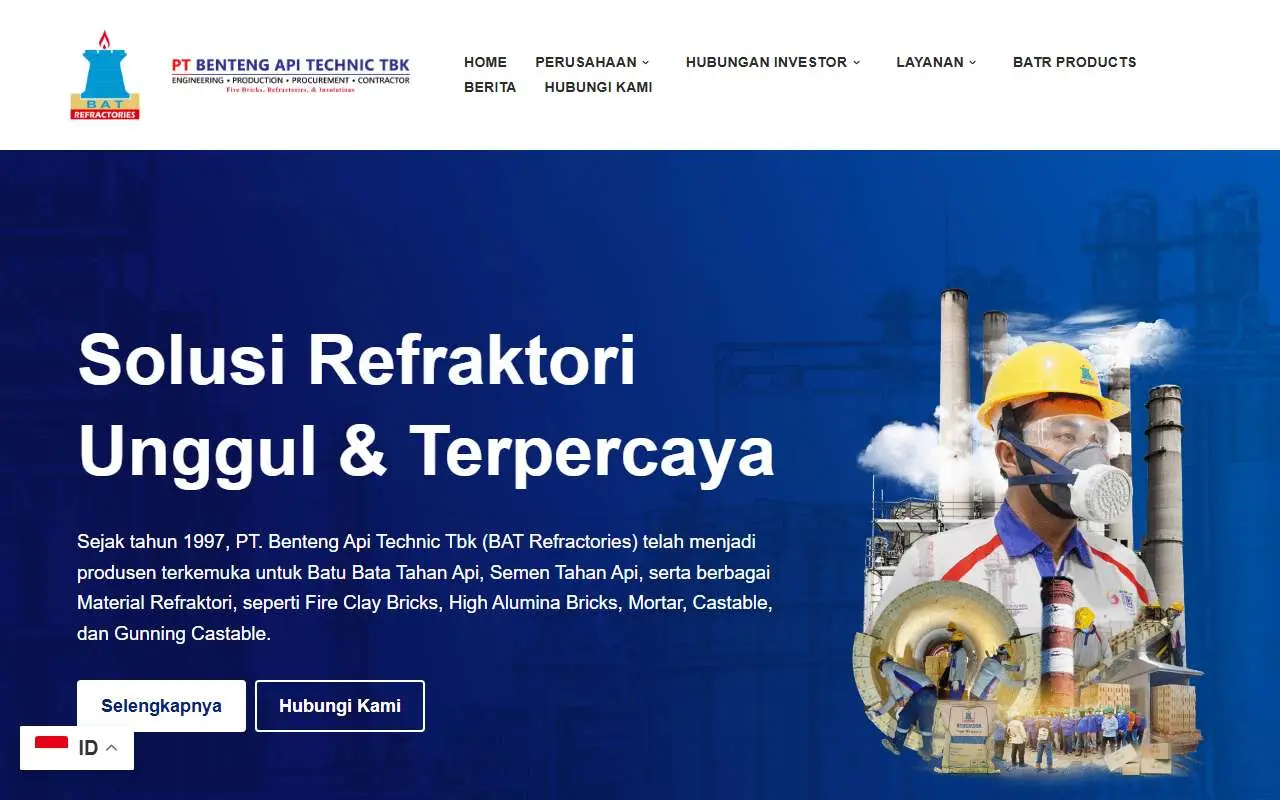 Tampilan website resmi Benteng Api Technic (bentengapi.com)