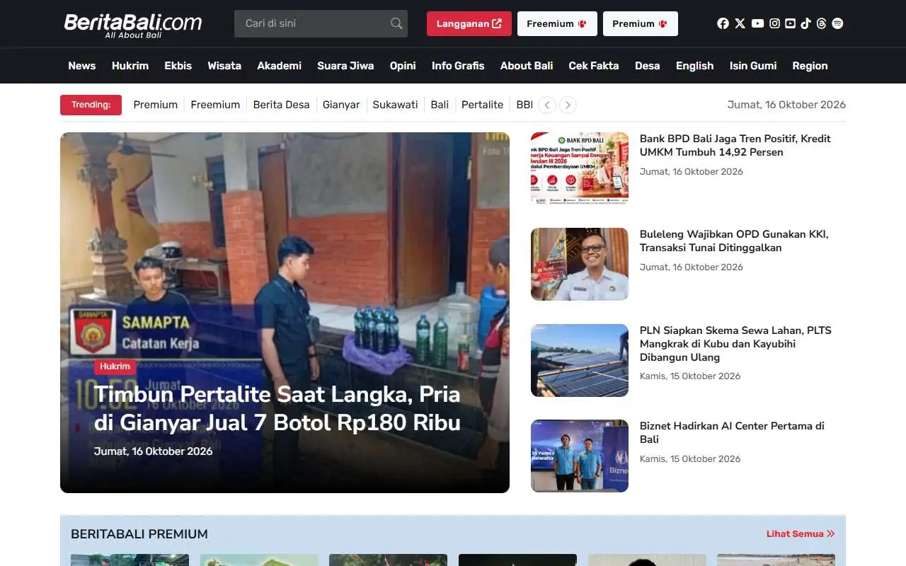 Tampilan website resmi Beritabali (beritabali.com)