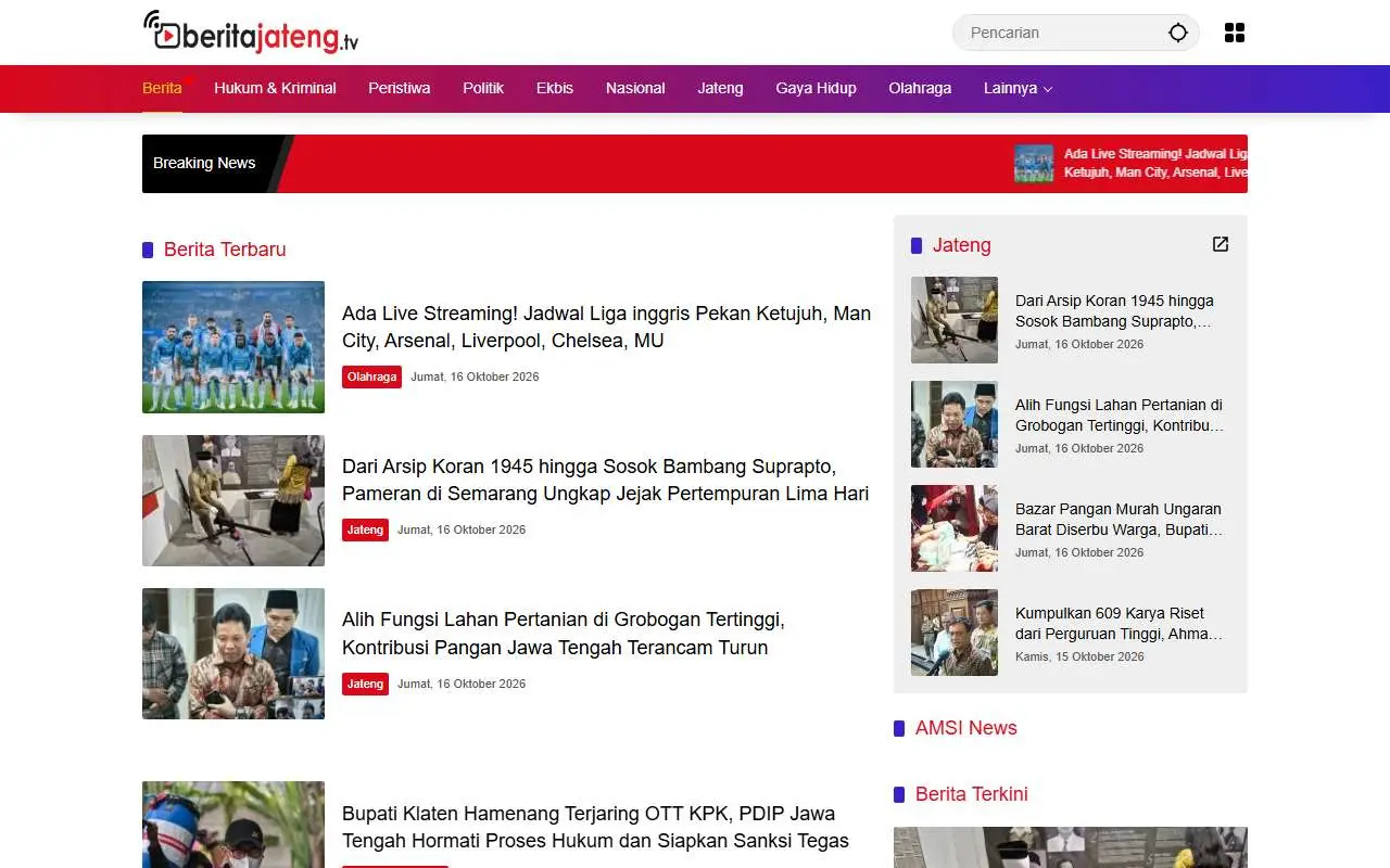 Tampilan website resmi Beritajateng.tv (beritajateng.tv)
