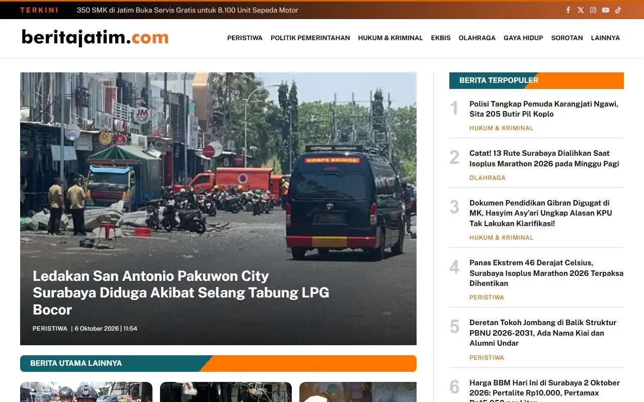 Tampilan website resmi Berita Jatim (beritajatim.com)