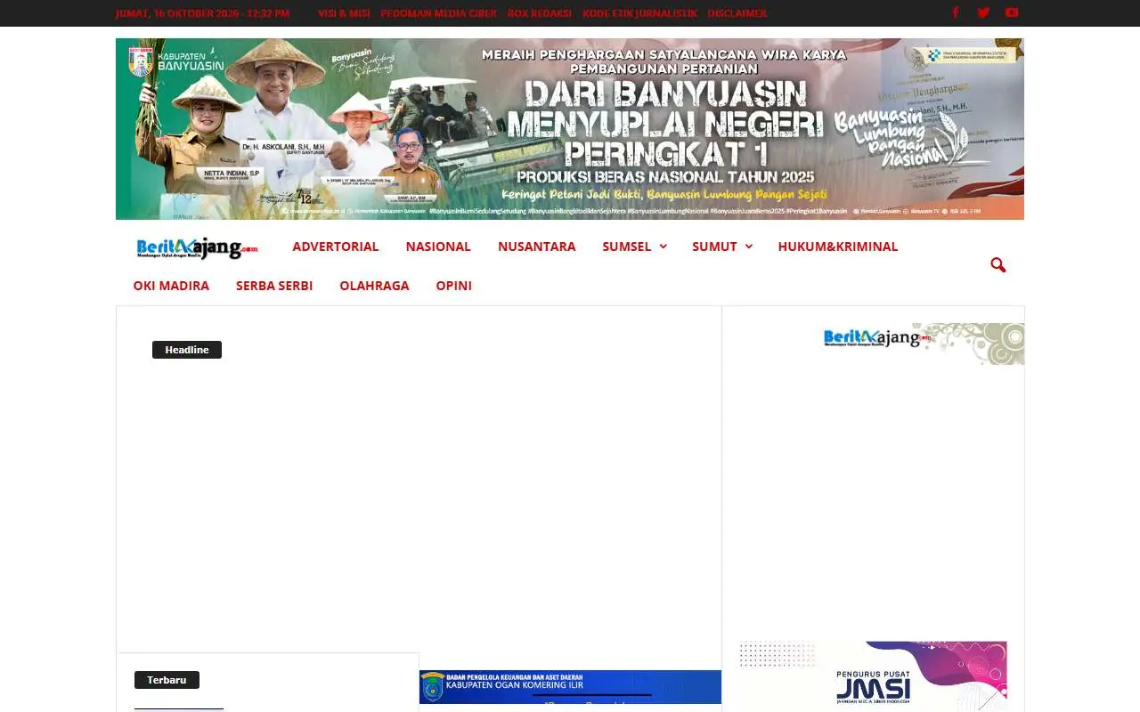 Tampilan website resmi Berita Kajang (beritakajang.com)