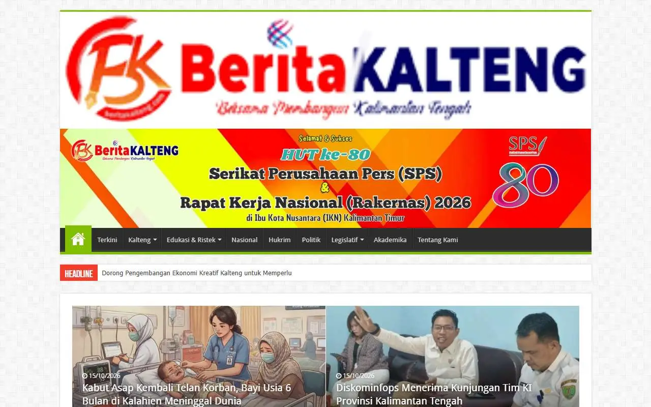 Tampilan website resmi Berita Kalteng (beritakalteng.com)