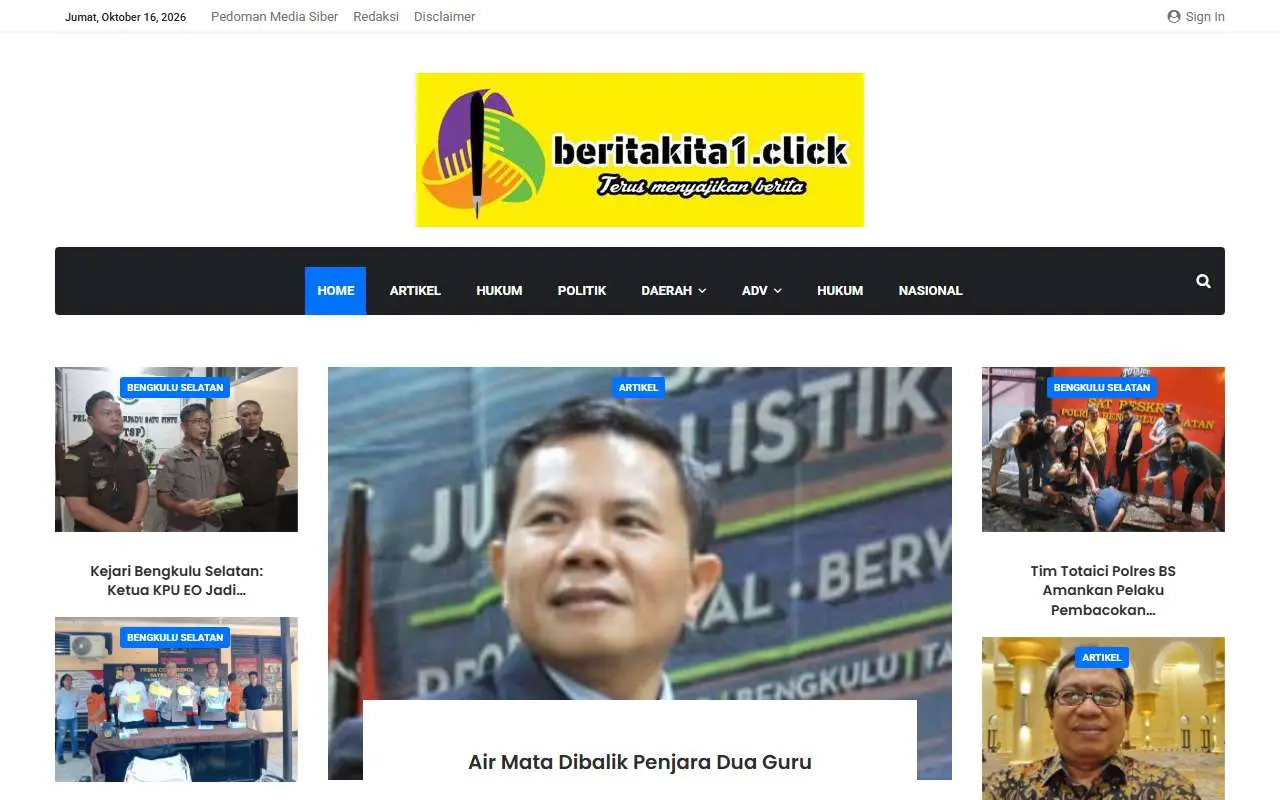 Tampilan website resmi Beritakita1 (beritakita1.click)