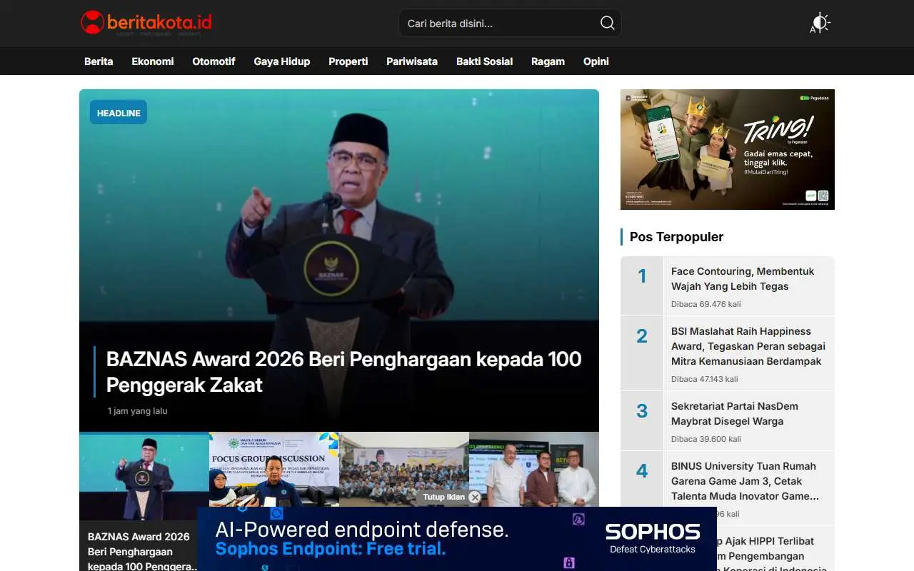Tampilan website resmi Beritakota (beritakota.id)