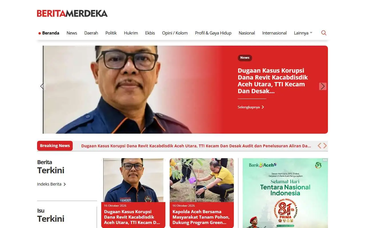Tampilan website resmi Berita Merdeka (beritamerdeka.net)