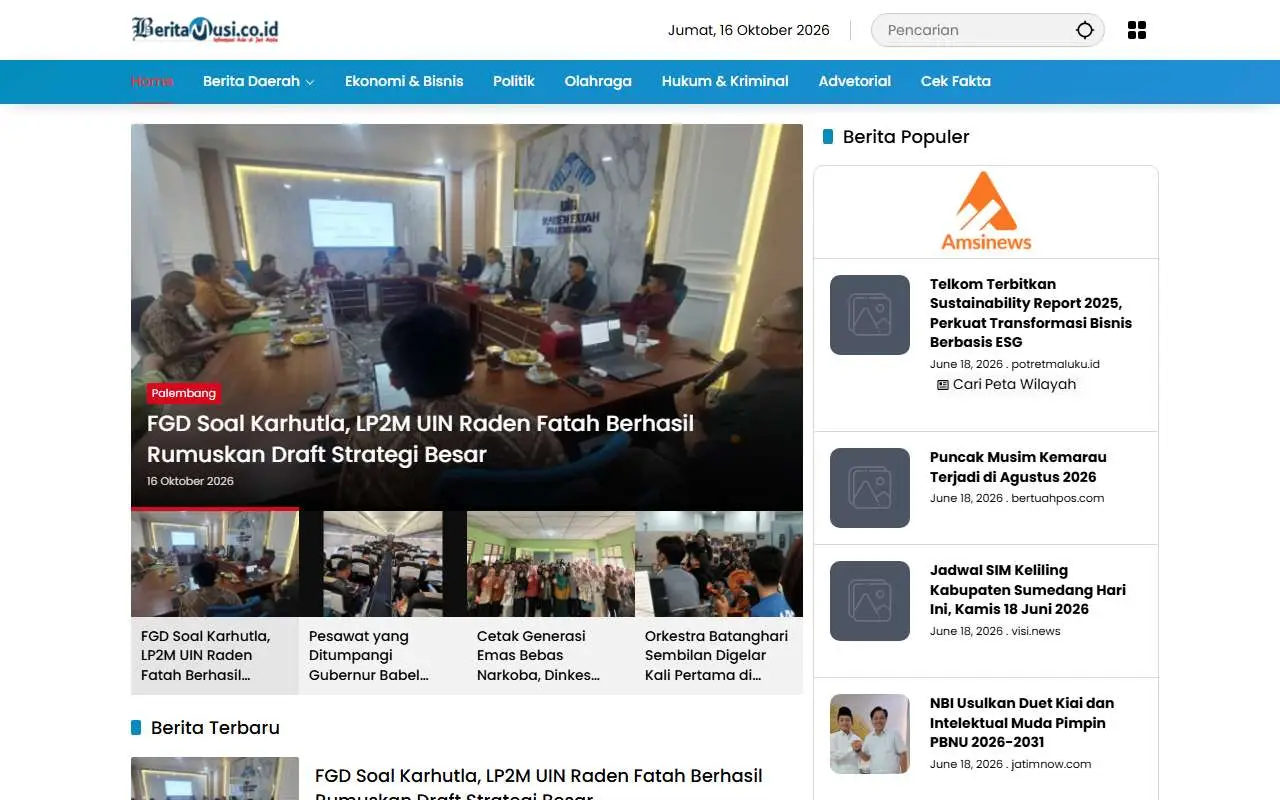 Tampilan website resmi Beritamusi (beritamusi.co.id)